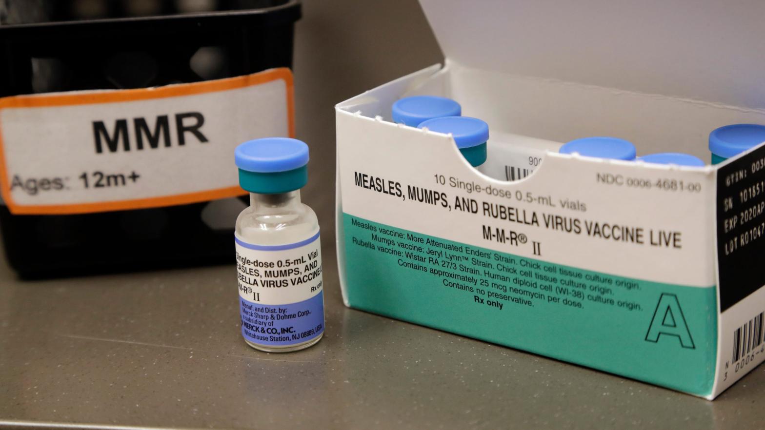 A box of doses from the measles, mumps, and rubella vaccine.  (Photo: Elaine Thompson, AP)