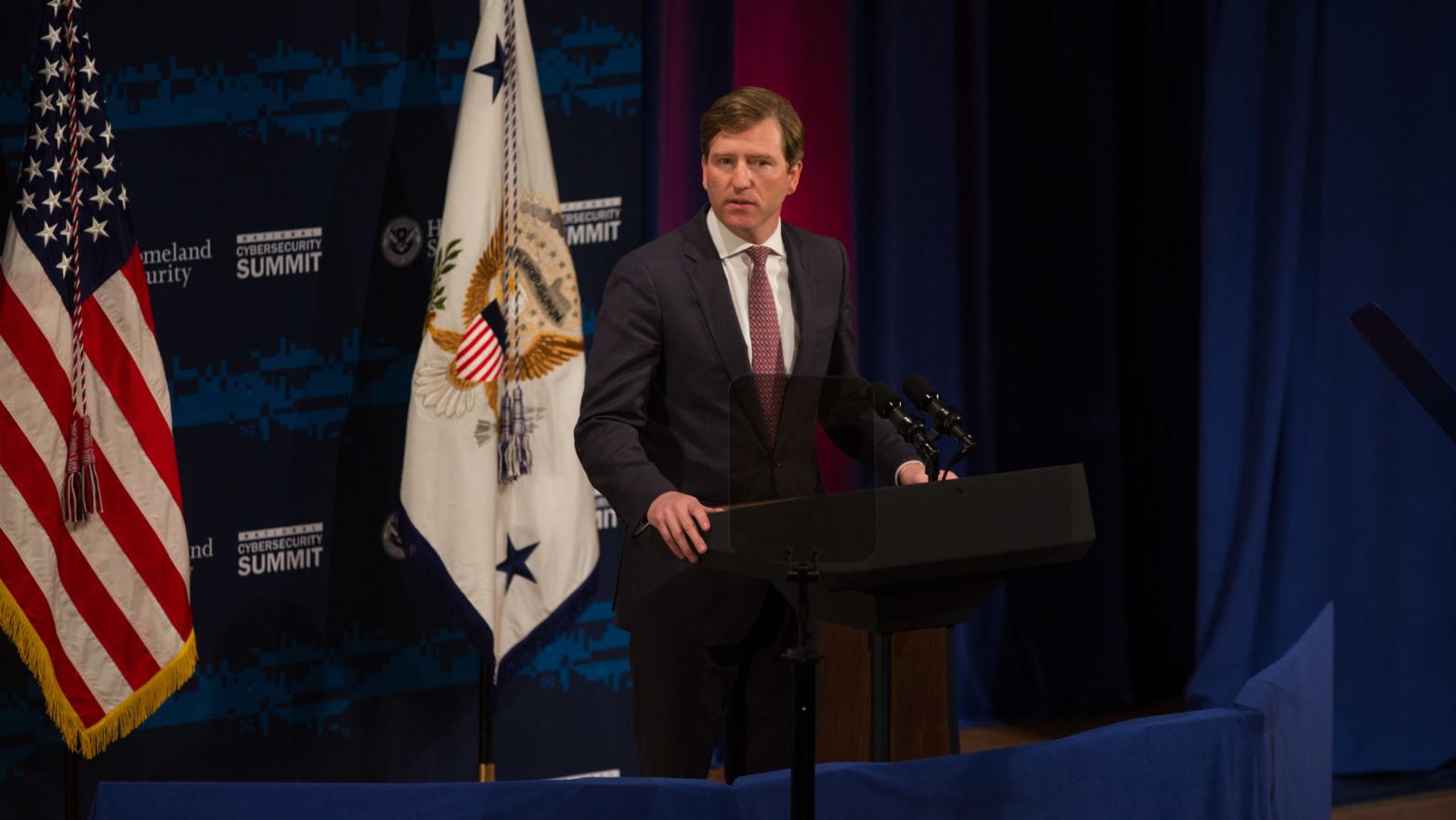 Chris Krebs, the director of the Department of Homeland Security's Cybersecurity and Infrastructure Security Agency, speaks during the department's Cybersecurity Summit on July 31, 2018 in New York City. (Photo: Kevin Hagen, Getty Images)