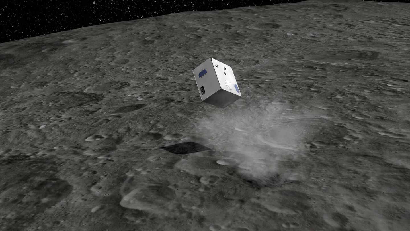 Conceptual image of MASCOT bouncing on an asteroid's surface.  (Image: DLR)