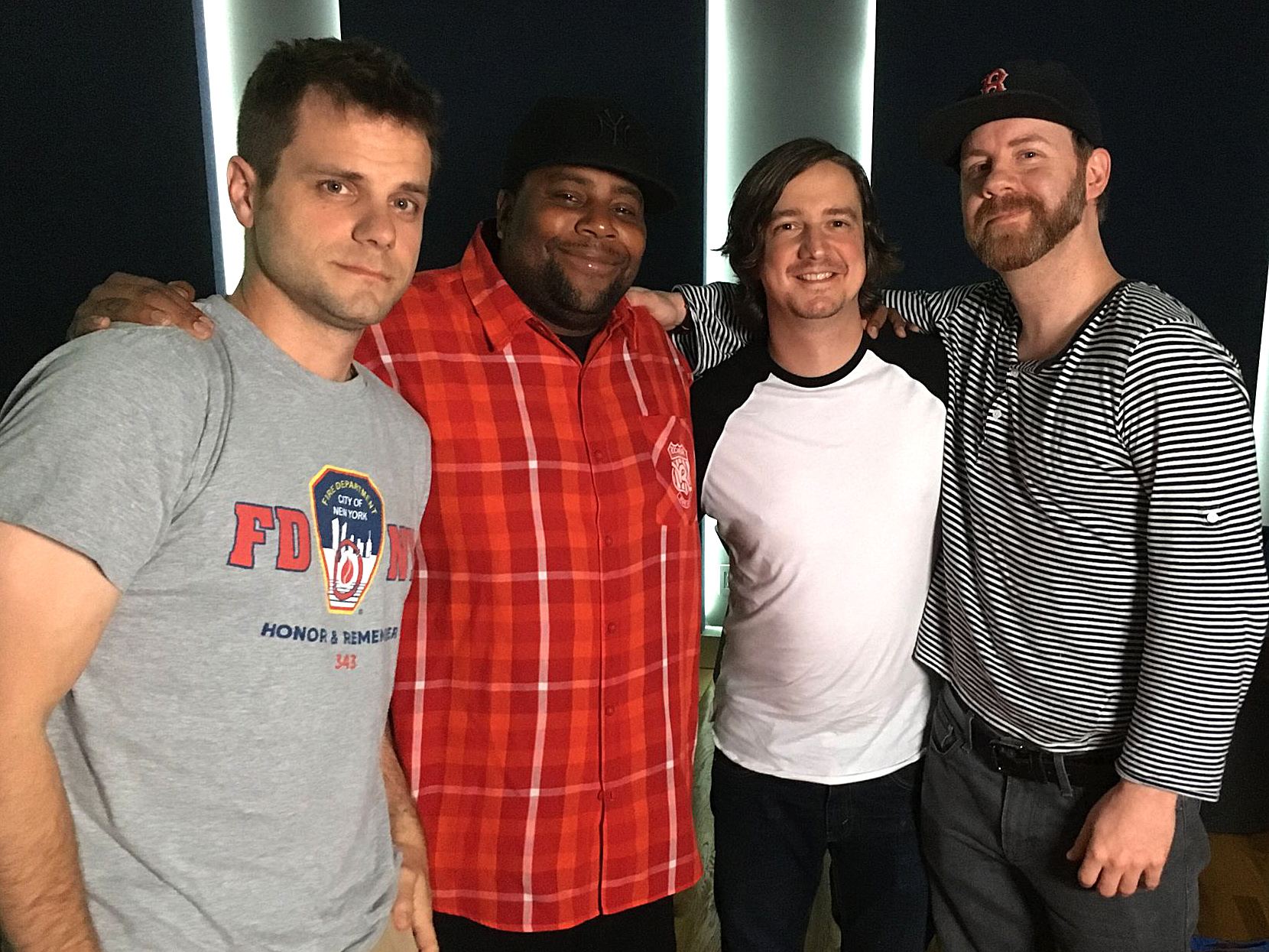 Producer Shawn Cauthen and directors Scott Barber and Adam Sweeney with current SNL cast member, and former Nick star, Kenan Thompson. (Photo: Gravitas Ventures)