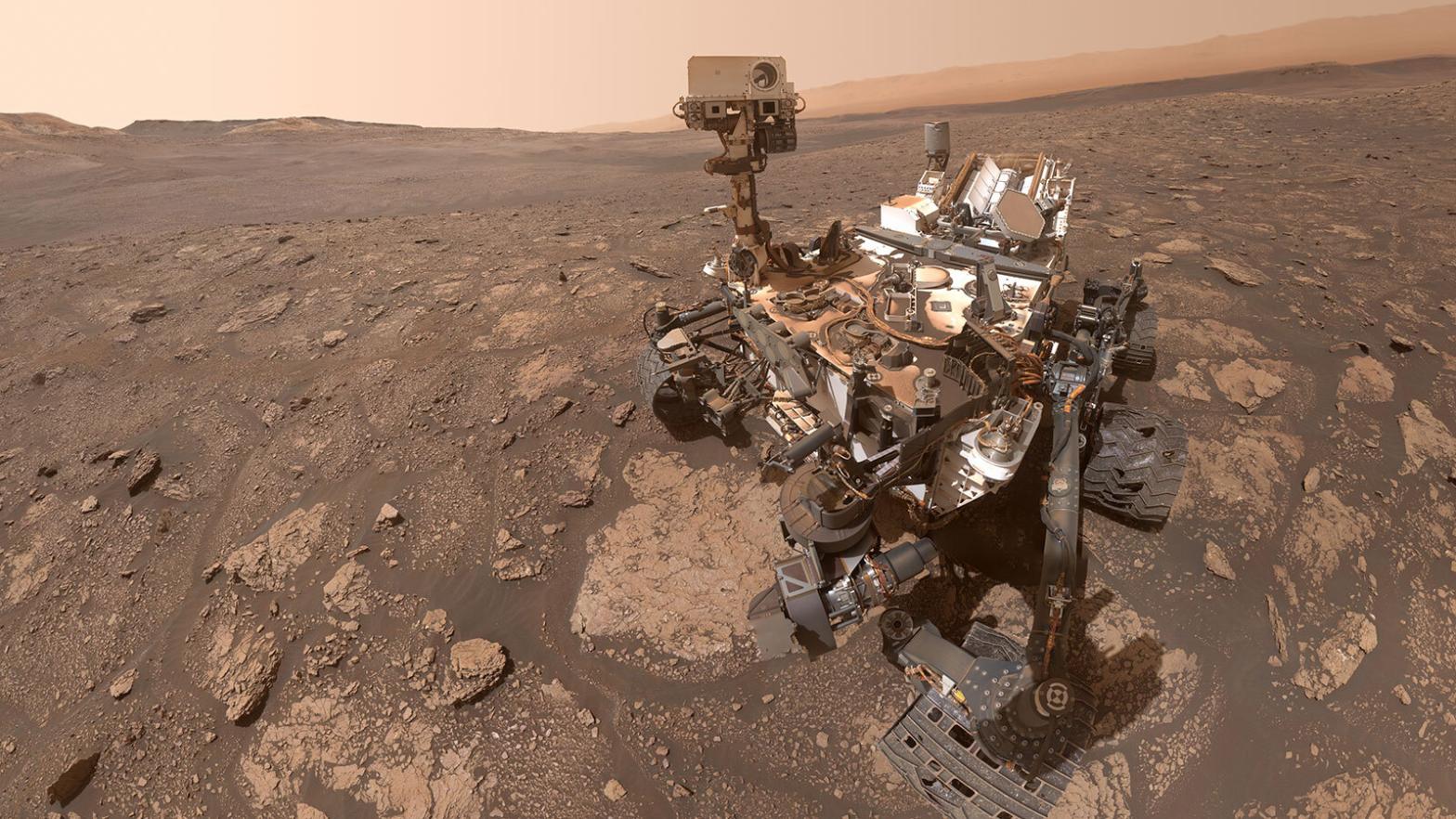 The Curiosity selfie was stitched together from 59 individual images.  (Image: NASA)