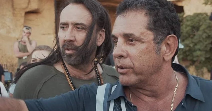 Nicolas Cage and director Dimitri Logothetis on the set of Jiu Jitsu. (Photo: The Avenue)