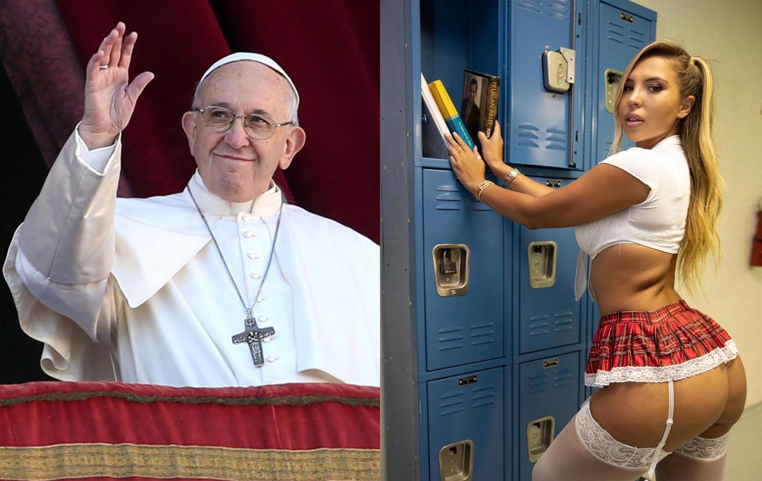 A picture of Pope Francis and a Brazillian model whose photo he liked on Instagram