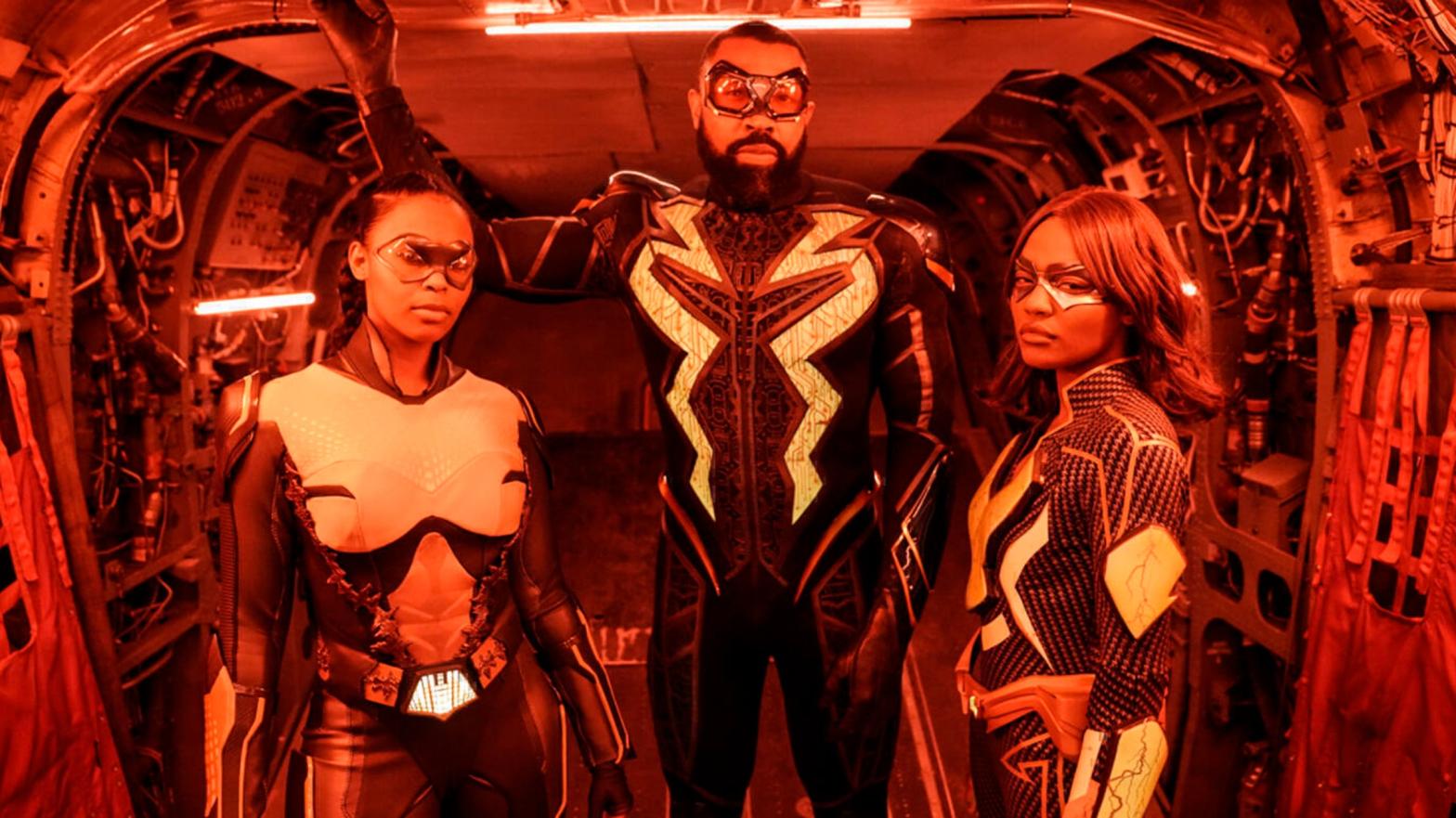 Thunder, Black Lightning, and Lightning suited up for action (Photo: The CW)