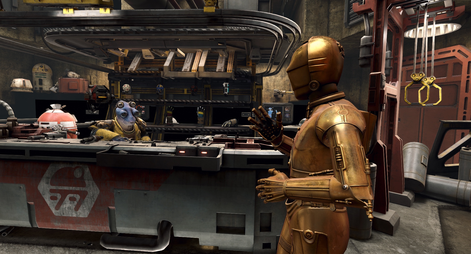 Mubo's Workshop is in the back of the Droid Depot at Galaxy's Ege. (Image: ILMxLAB)