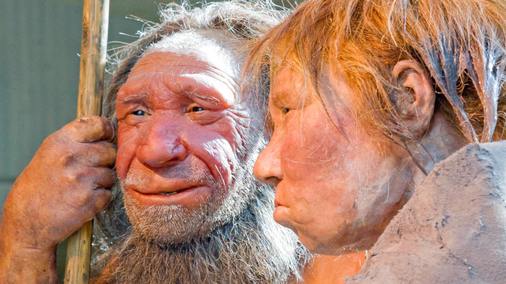 Reconstructions of a Neanderthal man and woman.  (Photo: Martin Meissner, AP)