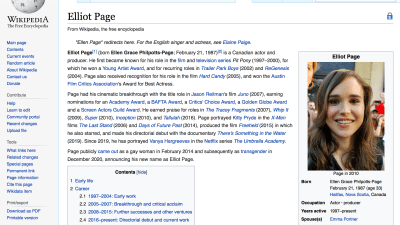 Wikipedia Handled Elliot Page Coming Out As Trans Pretty Well