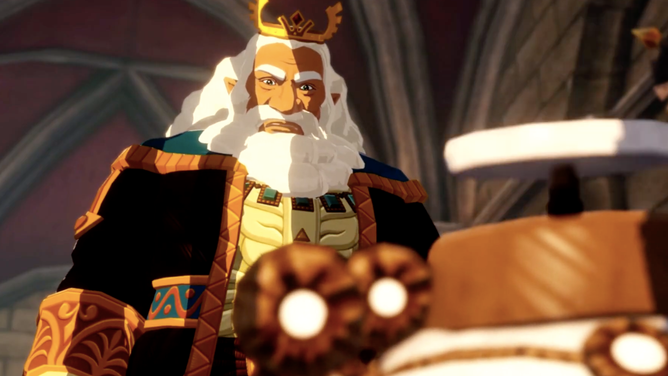 King Rhoam interacting with the small Guardian. (Screenshot: Koei Tecmo/Nintendo)