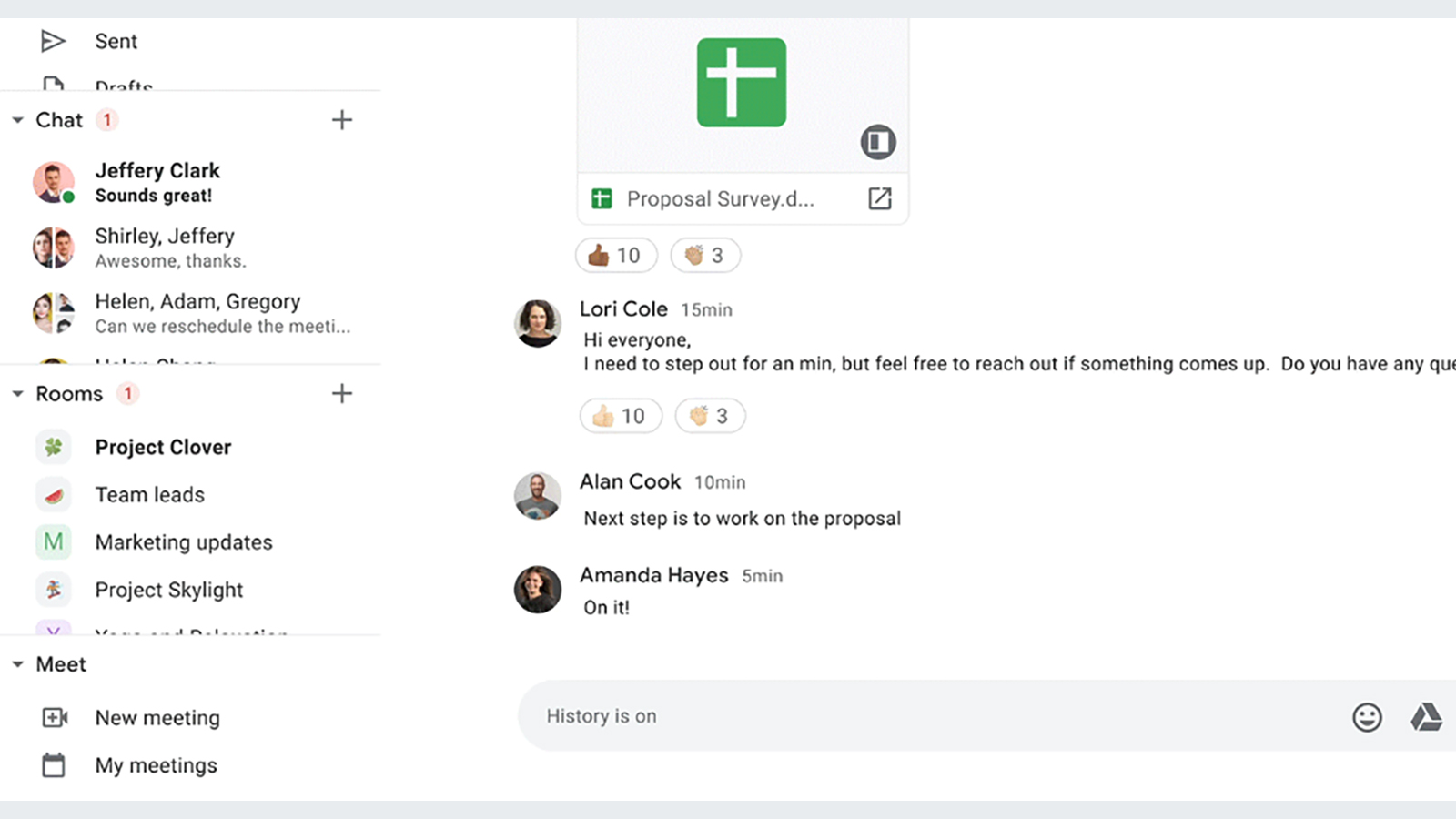 The Google Chat interface in Google Workspace. (Image: Google)