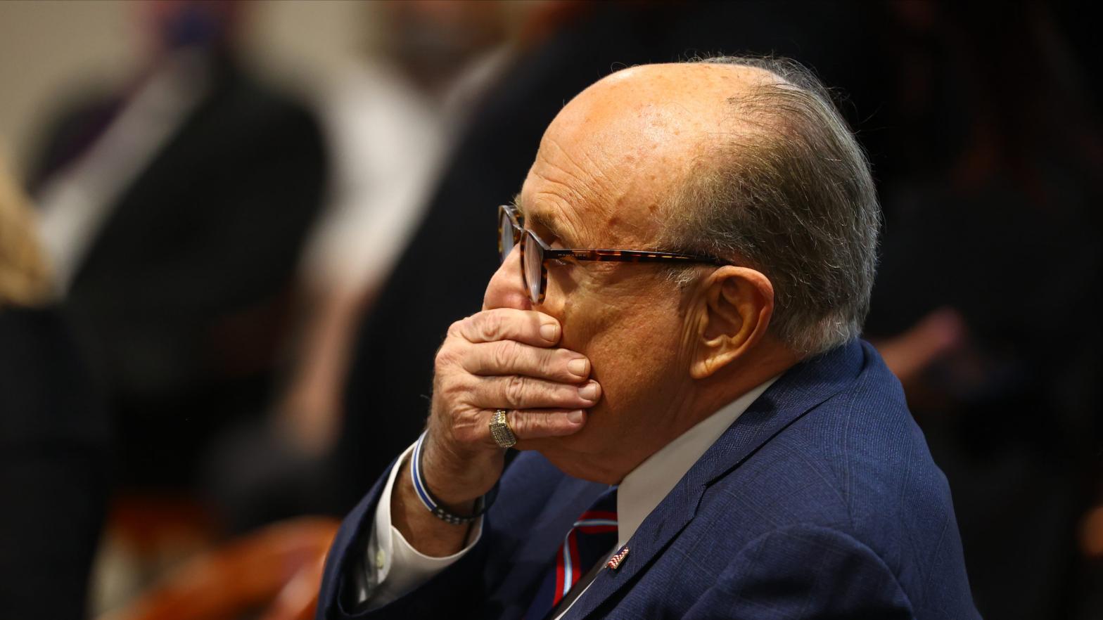 U.S. President Donald Trump's personal attorney Rudy Giuliani waits to testify before the Michigan House Oversight Committee on December 2, 2020 in Lansing, Michigan. (Photo: Rey Del Rio, Getty Images)
