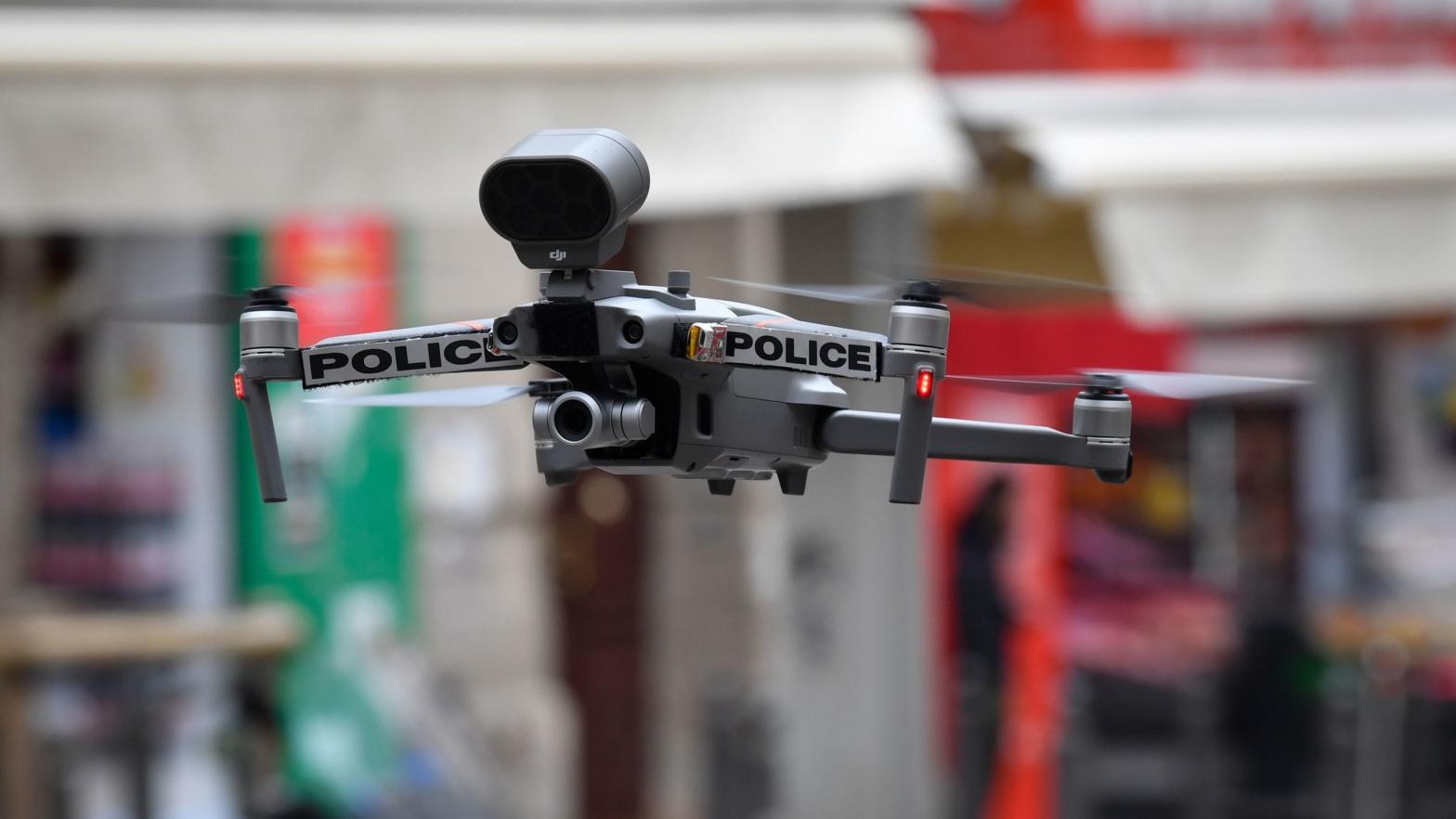 A police drone flies over a French marketplace on March 24, 2020 as local authorities enforce a nationwide lockdown to curb the spread of covid-19. (Photo: Gerard Julien, Getty Images)