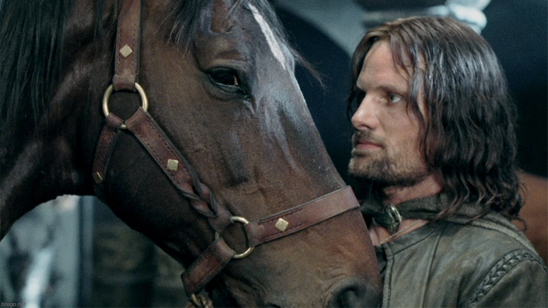 Aragorn calming Brego in The Two Towers. (Image: Warner Bros./New Line Cinema)