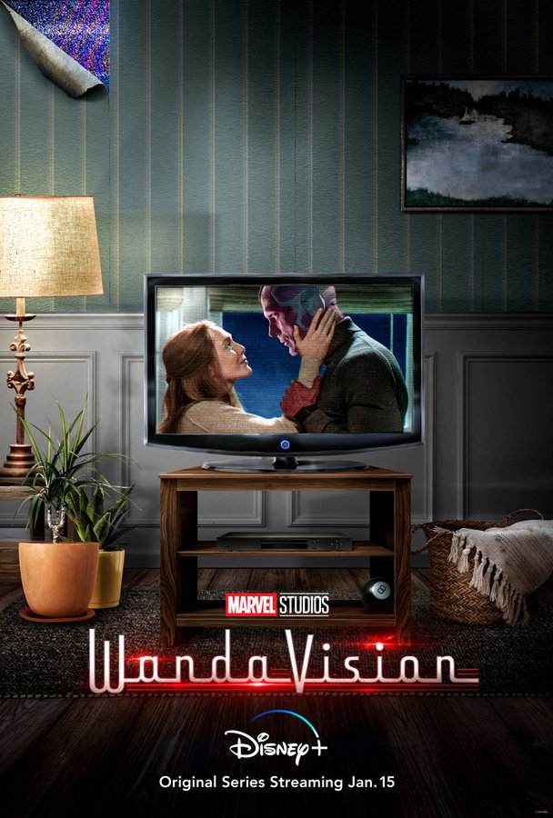 Wanda and Vision embracing one another as something green glows in Wanda's eyes. (Image: Disney+/Marvel)