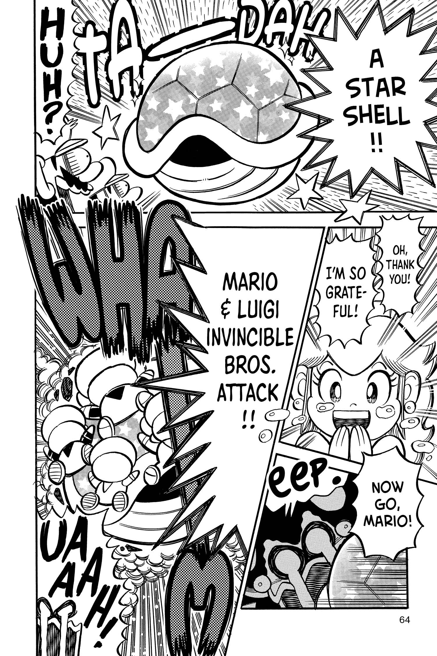 Mario and Luigi fighting together to save Peach. (Image: Viz Media)