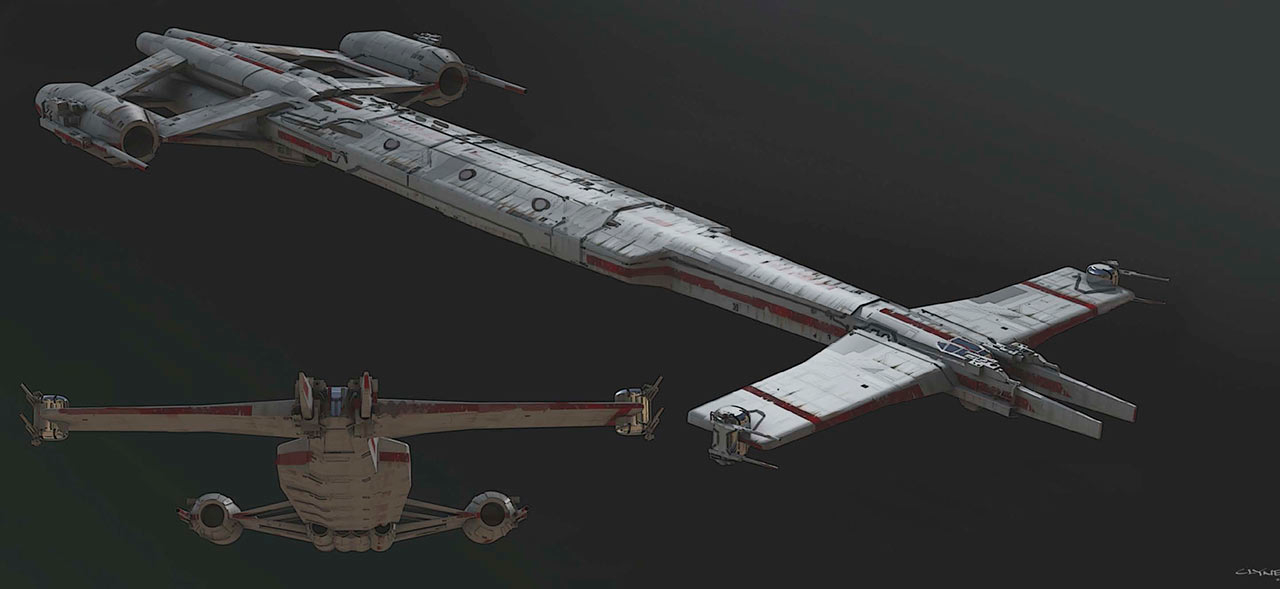 The Republic Longbeam, a new ship design.  (Illustration: Disney/Lucasfilm)