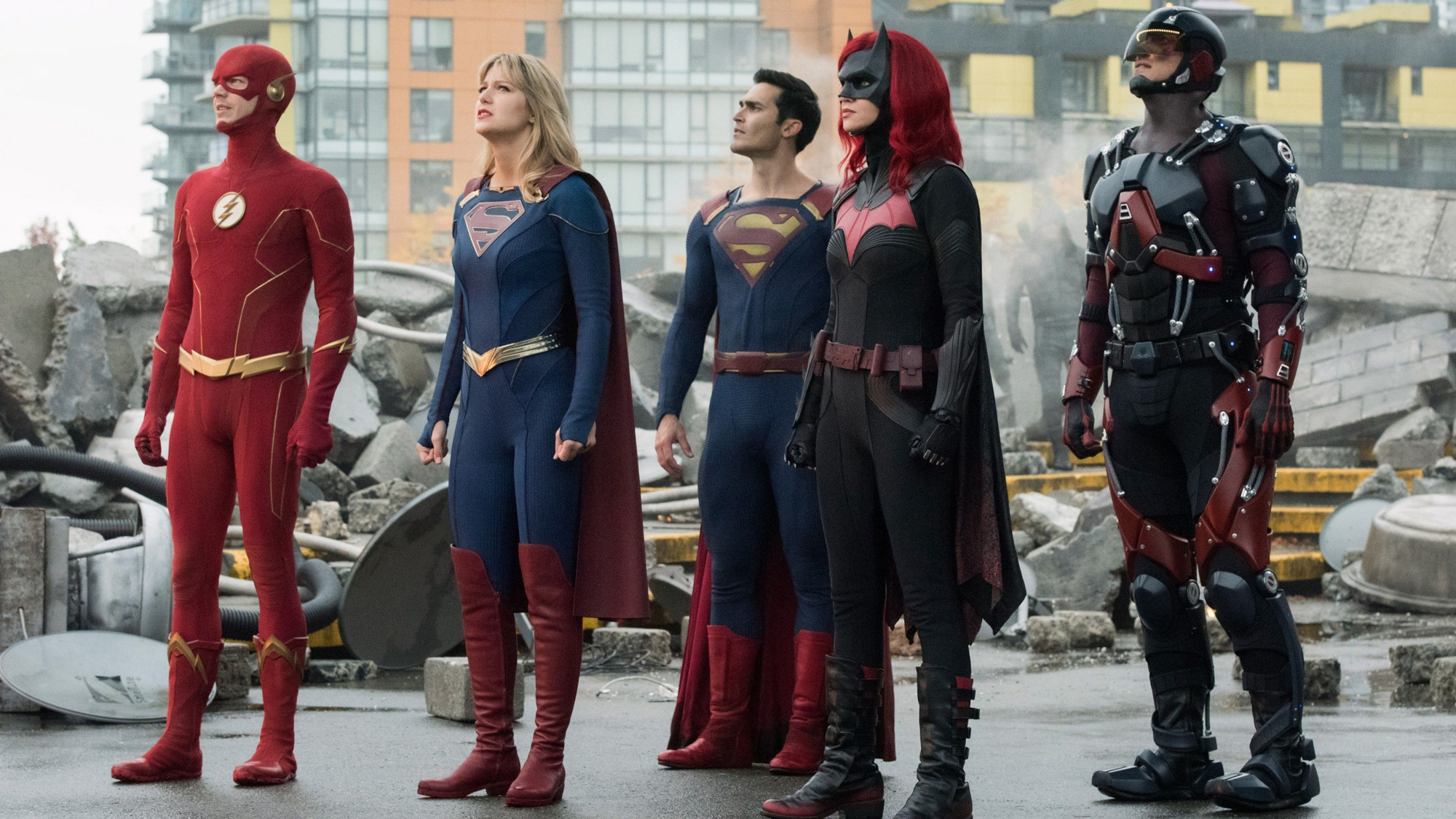 It's not a bird or a plane...but Superman's right there.  (Image: The CW)