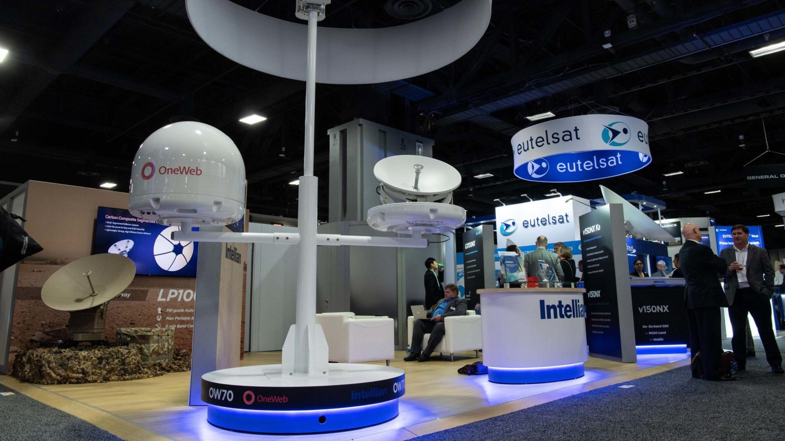 A ground antenna made by Intellian for the OneWeb space internet provider is seen at Satellite2019 in Washington, DC, on May 8, 2019. (Photo: Nicholas Kamm/AFP, Getty Images)