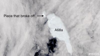 A Large Chunk of Ice Has Torn Away From Menacing Iceberg A68a