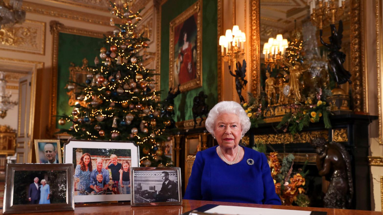 In this undated photo, Queen Elizabeth II records her annual Christmas broadcast in Windsor Castle, Berkshire, England.  (Photo: Steve Parsons - WPA Pool, Getty Images)