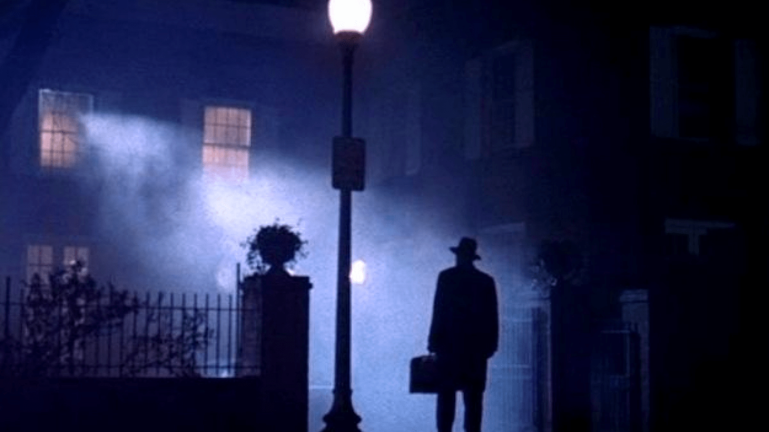 The exorcist arriving to do his job. (Screenshot: Warner Bros.)
