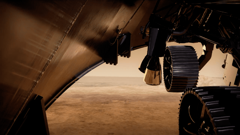 NASA animation showing the upcoming landing of the Perseverance rover. (Gif: NASA/JPL-Caltech/Gizmodo)
