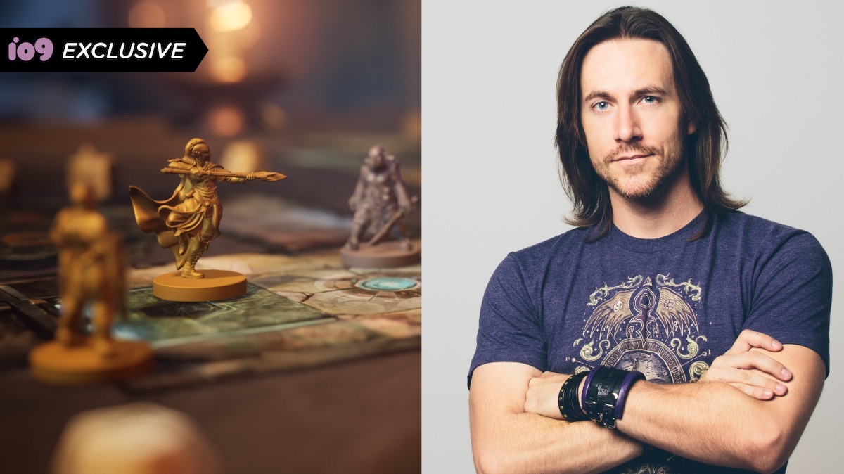 From left: Concept art for Bardsung, and a photo of Matthew Mercer. (Image: Steamforged Games)