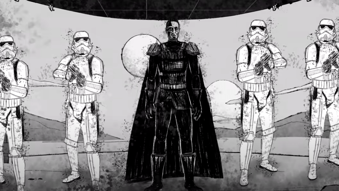 A sketch from the Star Wars YouTube channel.  (Screenshot: YouTube/Disney)