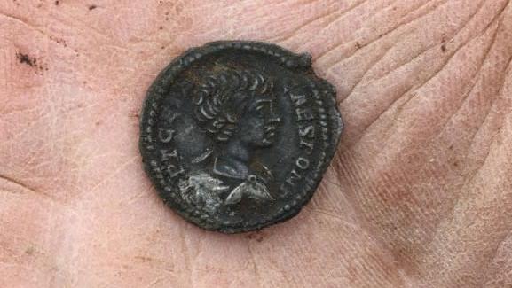 A late 2nd-century coin from the possible shrine area of the site. (Photo: Oxford Archaeology East)