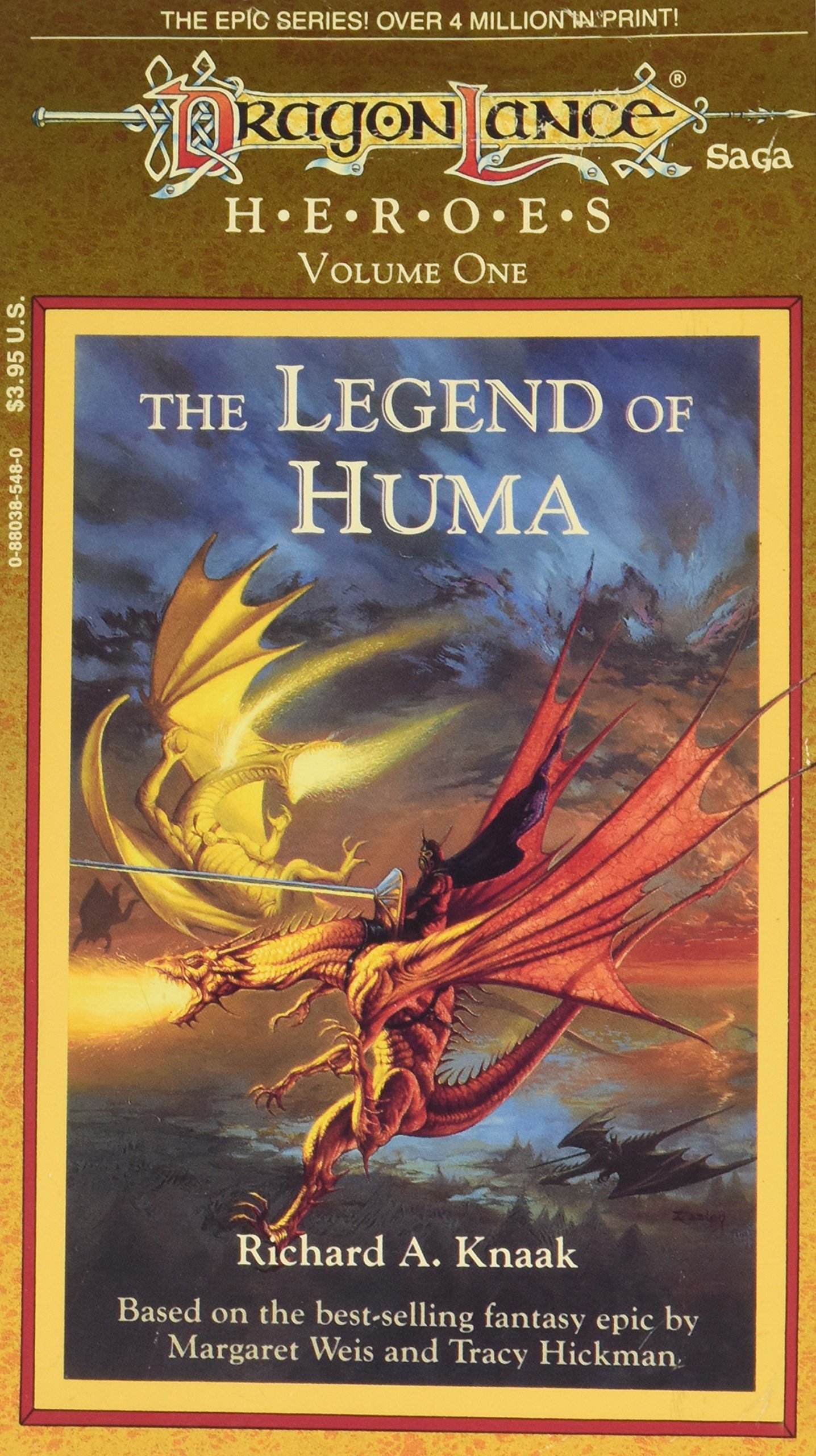 A slightly tilted version of Jeff Easley's original cover art for the novel. It's nice, but Huma rides a silver dragon. (Image: Wizards of the Coast)