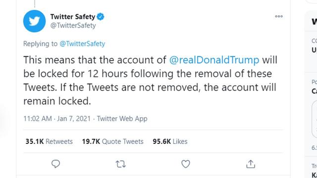Twitter Locks Donald Trump’s Account, Threatens a Permanent Ban [Update: Facebook Also Locked His Account]