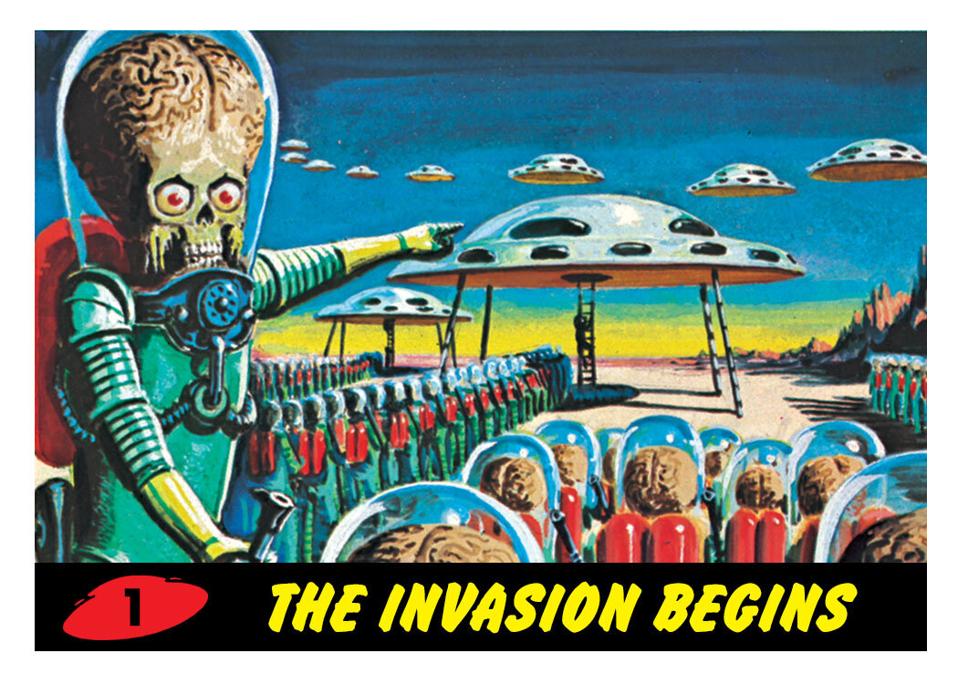 Topps is releasing digital versions of its Mars Attacks cards via blockchain. (Image: Topps)