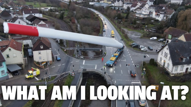 Watching A Truck Hauling Wind Turbine Blades Kinda Hurts Your Brain