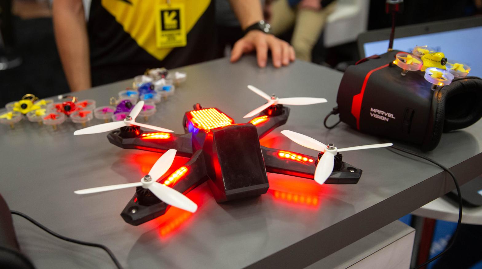 Lockheed Martin drones are on display during the 2019 SXSW Trade Show on March 12, 2019 in Austin, Texas. The company partnered with The Drone Racing League (DRL) on the AlphaPilot Innovation Challenge, challenging teams of students, coders and technologists to develop, test and race high-speed, self-flying drones. (Photo: Suzanne Cordeiro, Getty Images)