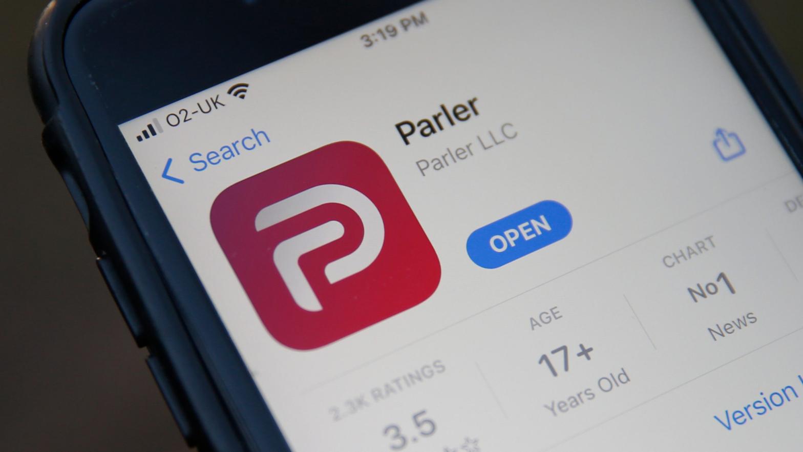 The Parler App popular with right-wing supporters has been suspended by Amazon store over continued postings by users that incite violence.  (Photo: Hollie Adams, Getty Images)
