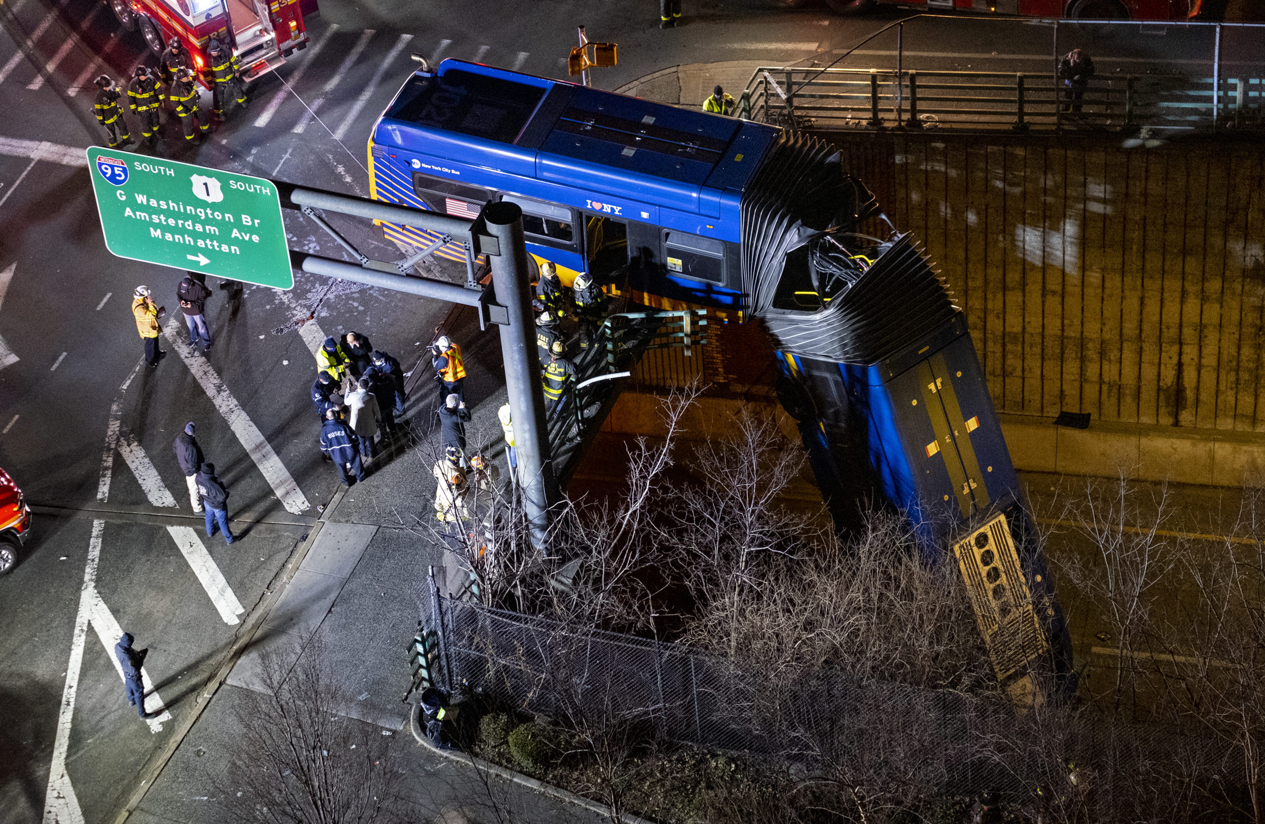 Articulated Bus Plunges Off New York Overpass, Injures 9
