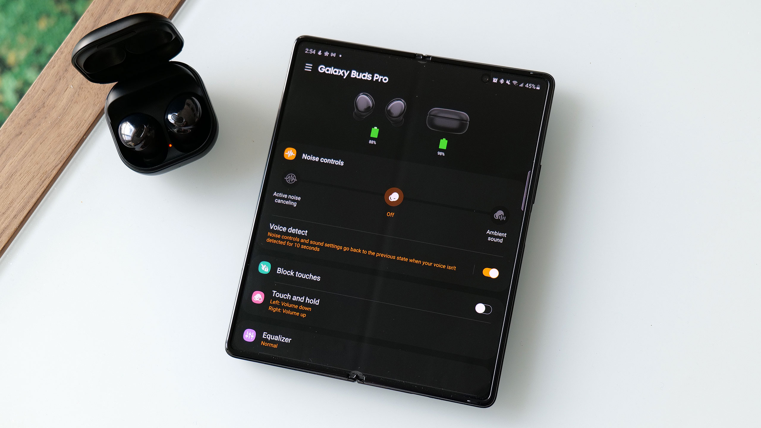 When the Voice Detect feature is enabled, the Galaxy Buds Pro will automatically activate Ambient Sound (even when ANC is turned on) if it hears you talking.  (Photo: Sam Rutherford)