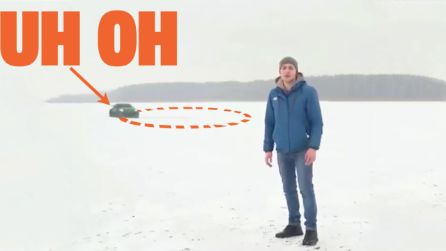 Watch This Russian Nissan 350Z Donut-Cut Itself Into An Icy Lake