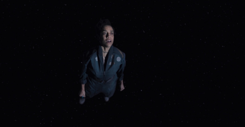 Naomi flies through space in last week's episode. (Image: Amazon Studios)
