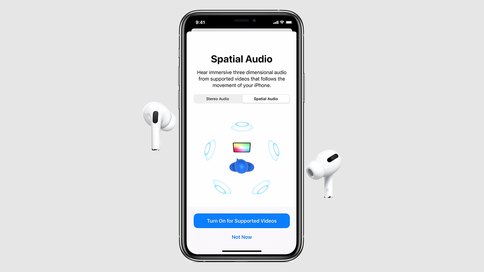 Enabling spatial audio in iOS. (Image: Apple)