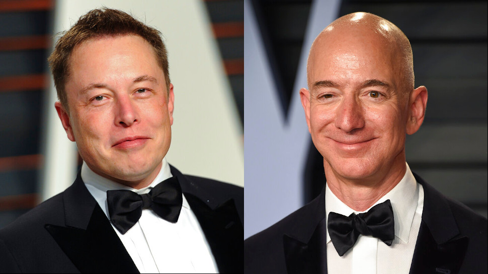 Elon Musk and Jeff Bezos. (Image: Evan Agostini/Invision/AP, AP)