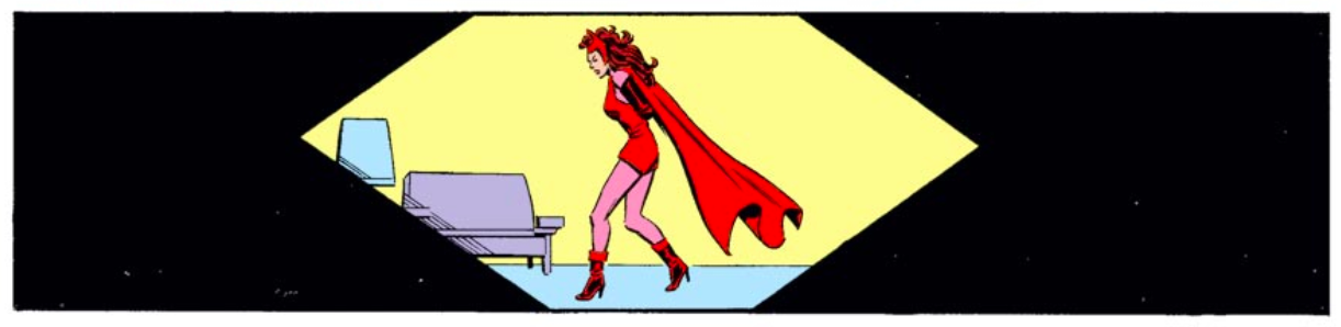 The Scarlet Witch pacing while the Vision recovers. (Image: Steve Englehart, Richard Howell, Andy Mushynshy, L. Lois Buhalis, J. Jackson, A. Philips/Marve;)