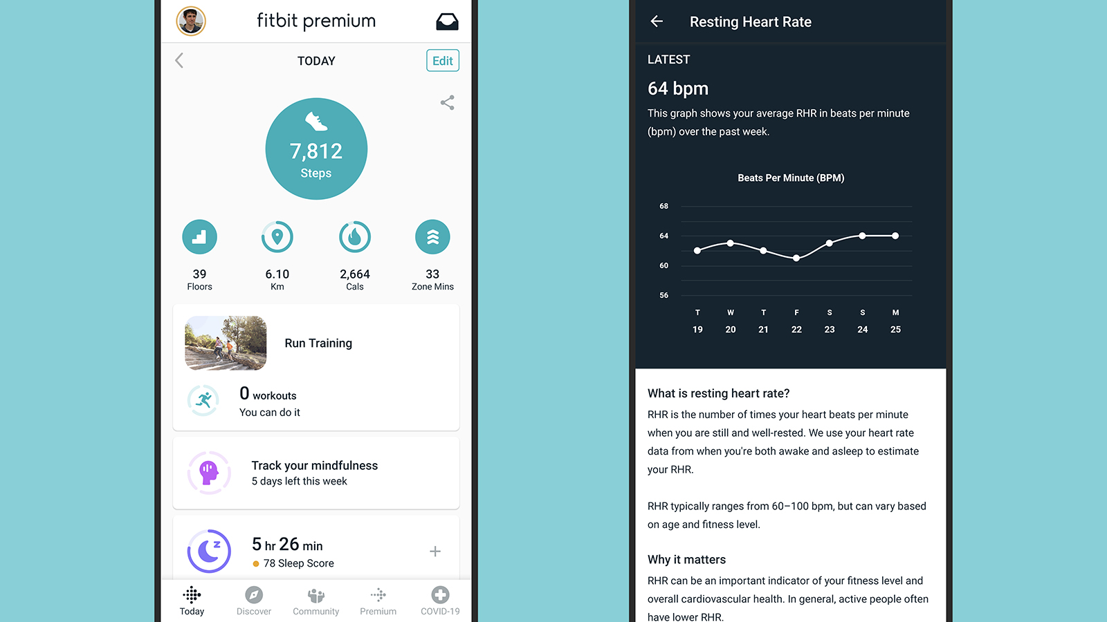 You get a few different screens and views as a Fitbit Premium subscriber. (Screenshot: Fitbit)