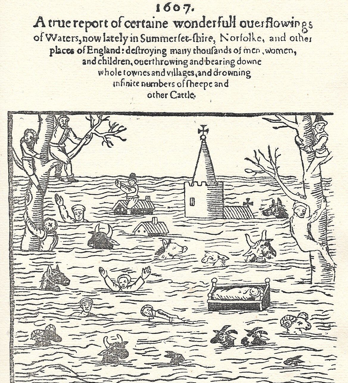 An illustration of Bristol's Great Flood from 1607. (Illustration: The British Library)