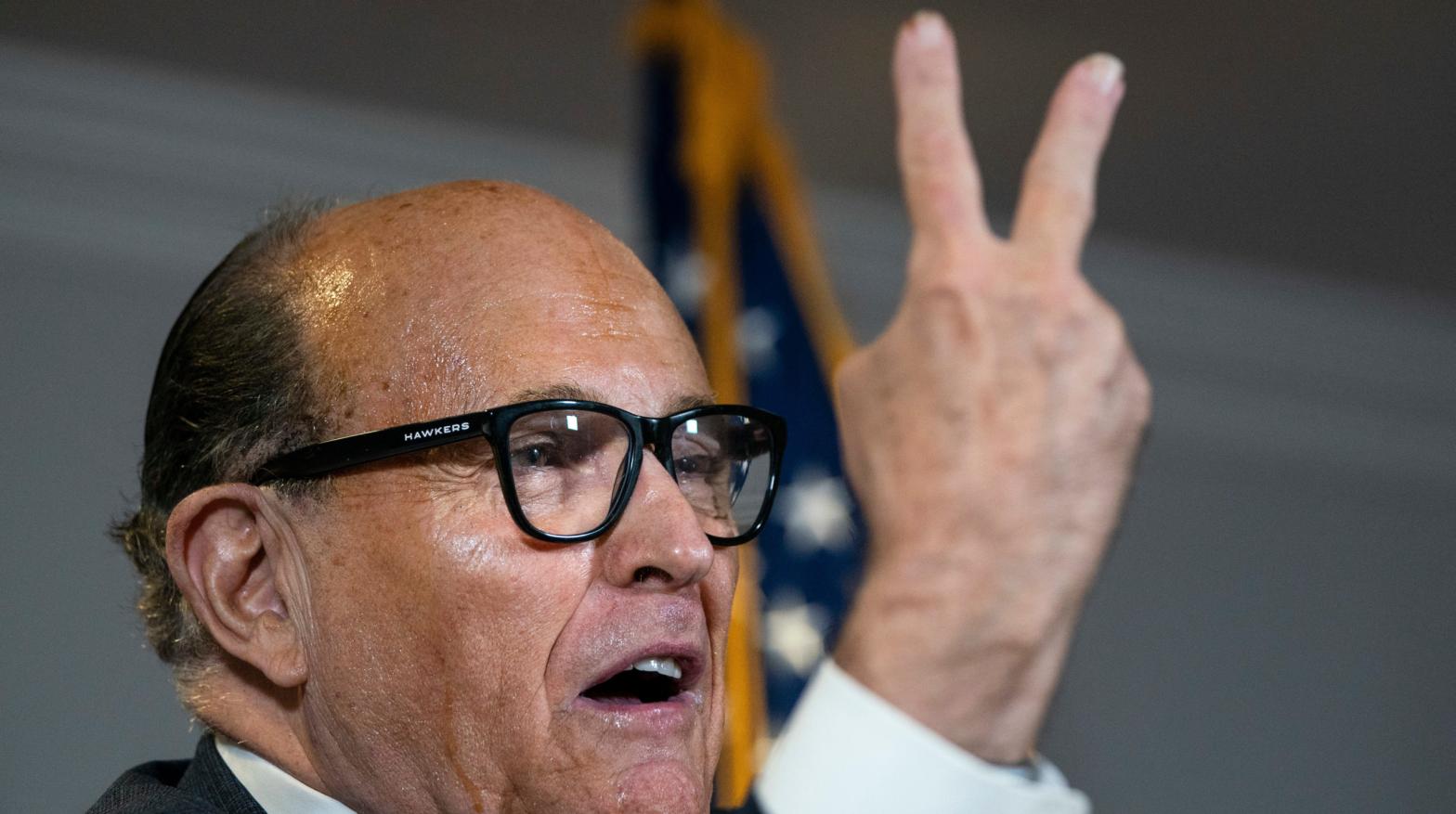 Rudy Giuliani accuses people of voting twice as he speaks to the press about various lawsuits related to the 2020 election, inside the Republican National Committee headquarters on November 19, 2020. (Photo: Drew Angerer, Getty Images)