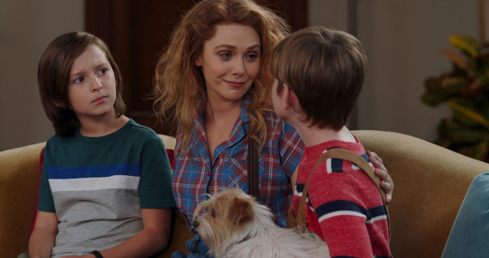Wanda, her sons, and their dog, Sparky. (Image: Disney+/Marvel)