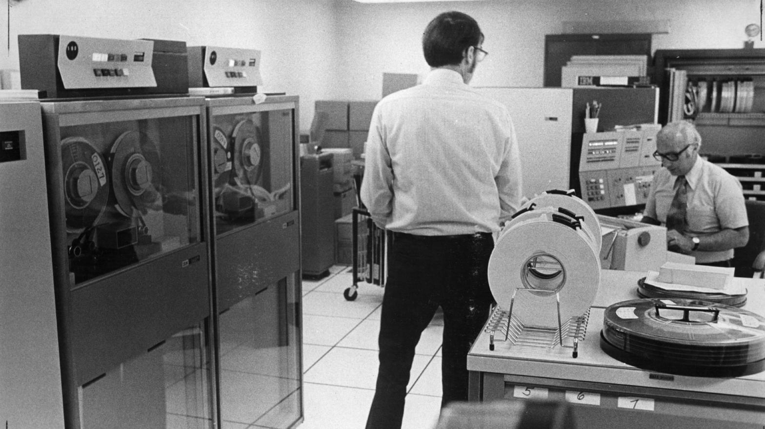 Computers and magnetic tape storage at the U.S. Department of Justice circa 1973. (Photo: Hulton Archive/Getty Images, Getty Images)