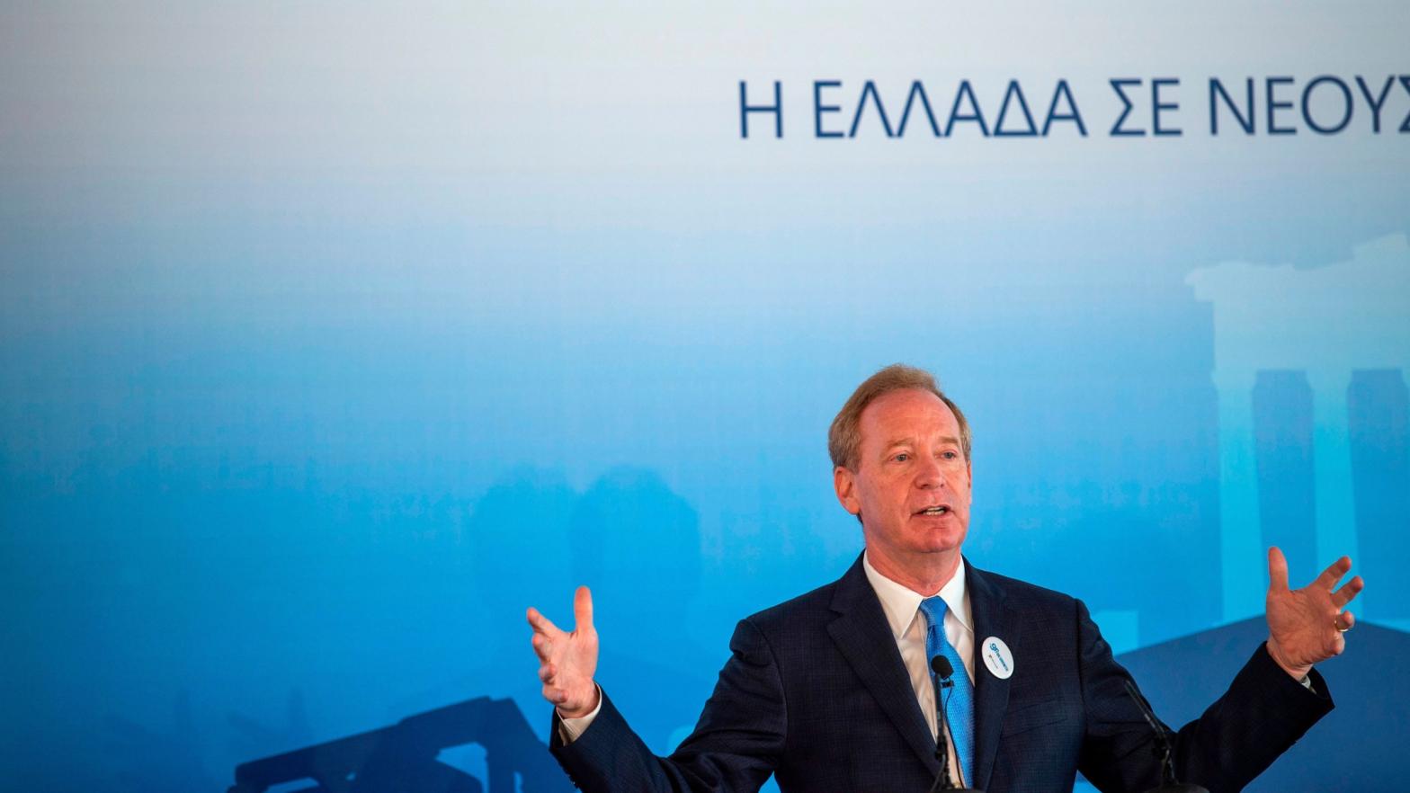 File photo of Microsoft president Brad Smith at the Acropolis Museum in Athens, Greece on October 5, 2020.  (Photo: Angelos Tzortzinis/AFP, Getty Images)