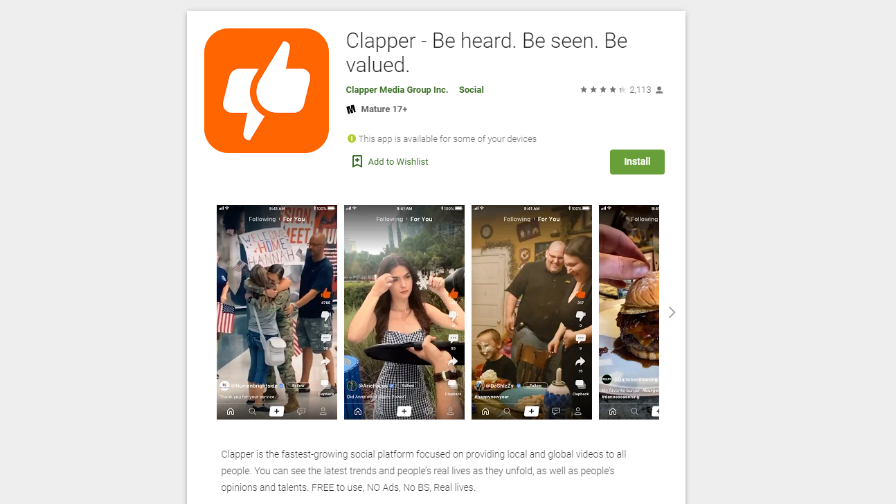 Screenshot: Clapper/Google Play Store, Fair Use