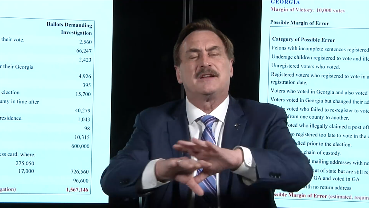 Mike Lindell, the founder and CEO of MyPillow and likely future legal piñata. (Screenshot: Absolute Proof/Mike Lindell)