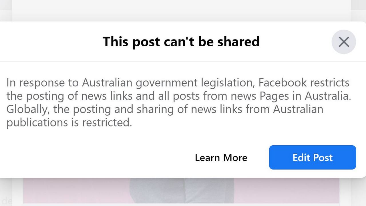facebook news ban